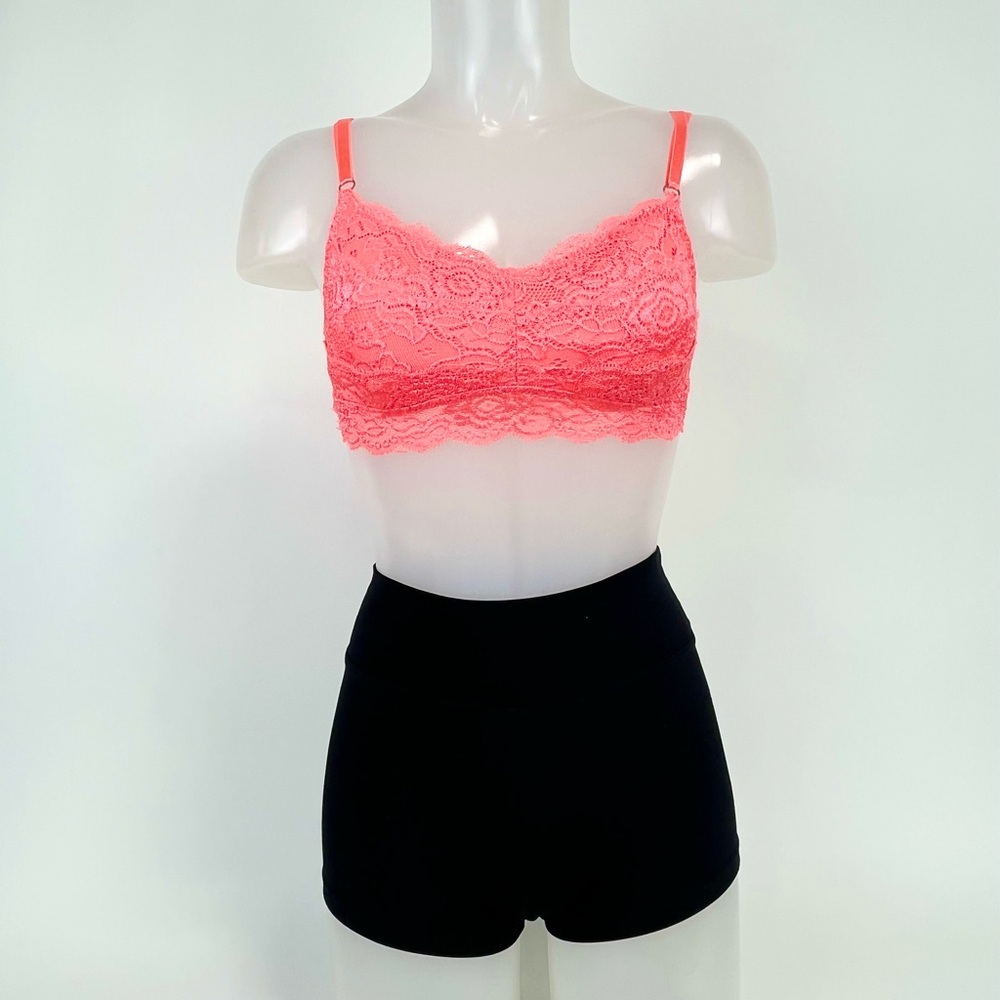 Youmita Hot Pink Lace Adjustable Strap Lace Bralette Top